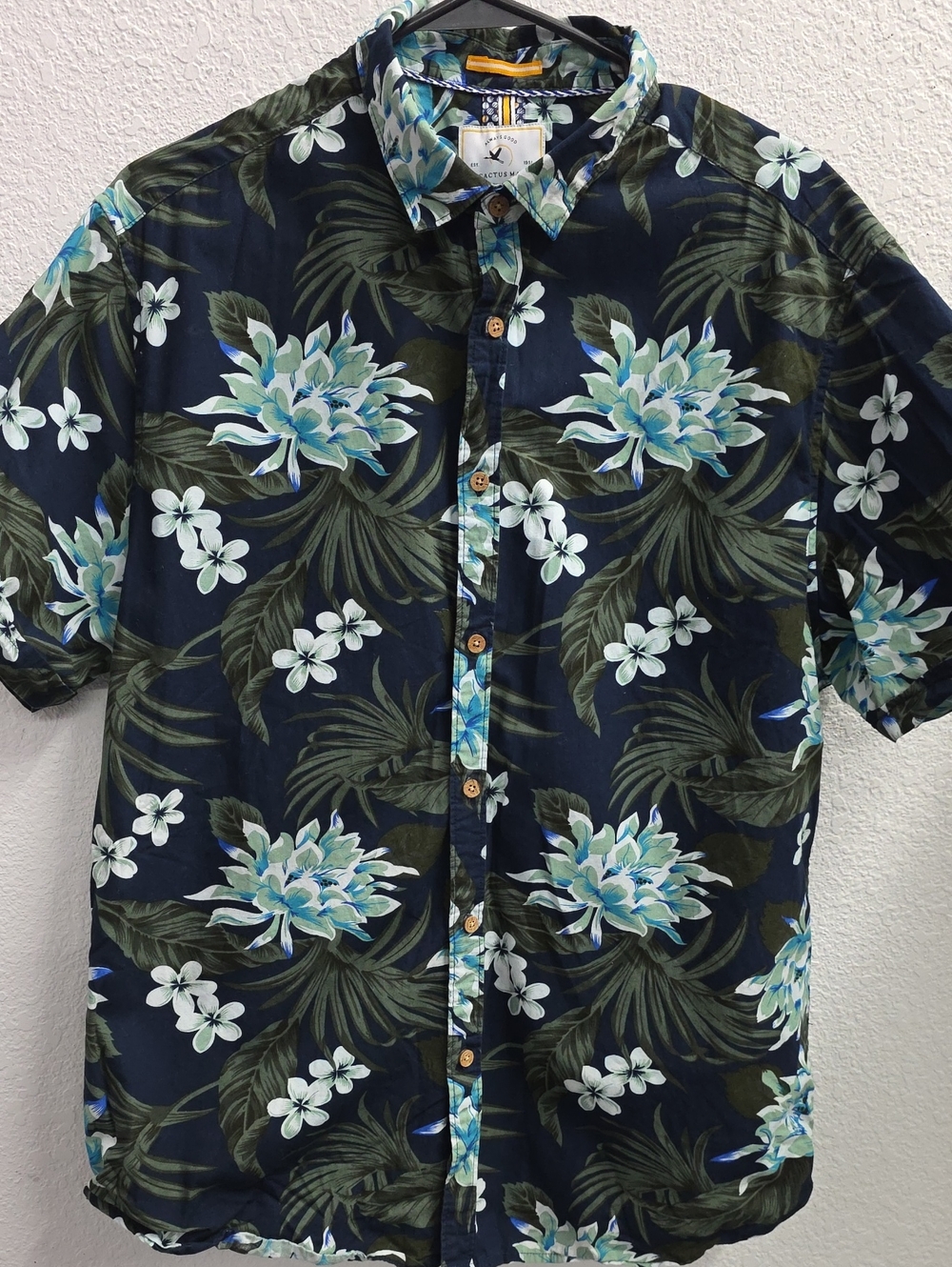 Cactus Man Ricky Singh Tropical Hawaiian Floral Button Front Shirt XL Slim